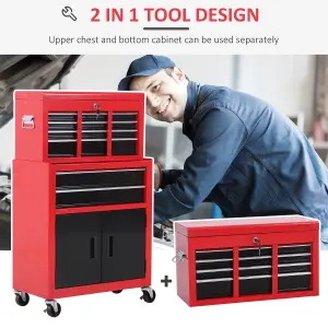 Portable Toolbox Tool Box Top Chest Cabinet Garage Storage Roll Cab Red New