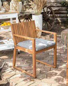 Set of 8 Garden Chairs with Cushions SASSARI Acacia Wood Grey