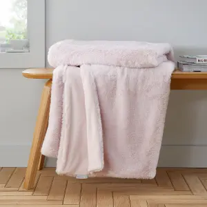 Catherine Lansfield Cosy Glamour Fur 130x170 cm Blanket Throw Blush Pink