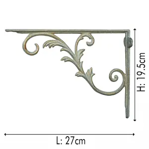 Set of 2 Fern Green Ornate Indoor Wall Bracket Outdoor Basket Hanger Garden Hanging Basket Bracket