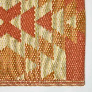 Homescapes Anya Aztec Orange Outdoor Rug, 150 x 240 cm