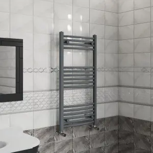 Right Radiators 1000x500 mm Curved Heated Towel Rail Radiator Bathroom Ladder Warmer Anthracite