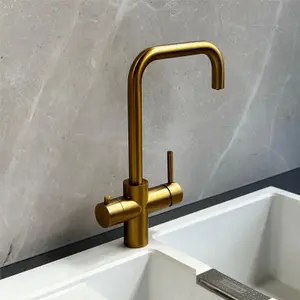 Liquida EBT311BG 3 In 1 Brushed Gold Kitchen Instant Boiling Hot Water Tap