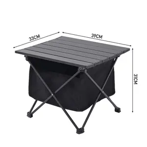 Ultralight Aluminum Portable Folding Camping Table with Storage Basket