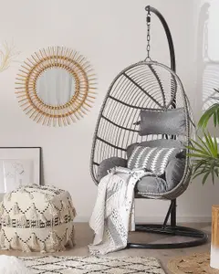 Hanging Chair with Stand CASOLI PE Rattan Grey