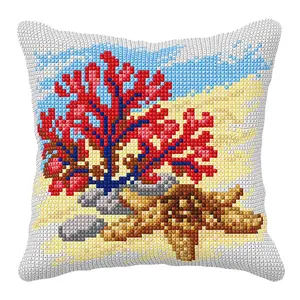 Cross Stitch Kit: Cushion: Large: Coral and Starfish