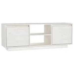 Berkfield TV Cabinet White 110x30x40 cm Solid Pinewood