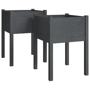 Berkfield Garden Planters 2 pcs Grey 50x50x70 cm Solid Pinewood