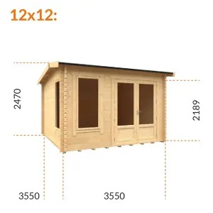 14ft x 12ft (4150m x 3550mm) Horsforth "The Snowdon" 44mm Log Cabin With 2 Opening Windows