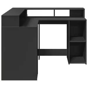 Berkfield Desk with LED Lights Black 130x130x91 cm Engineered Wood