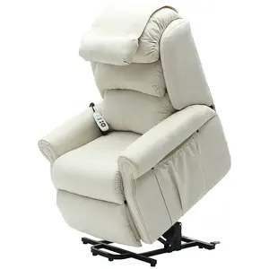 Dual Motor Rise and Recline Armchair - Waterfall Pillow - Cream Suedette Fabric