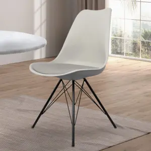 Soho Light Grey Plastic Dining Chair with Black Metal Legs