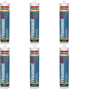 Soudal Firecement HT High Temperature Resistant Black, 300ml 6017 (108264) (Pack of 6)