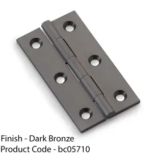 PAIR Solid Brass Cabinet Butt Hinge - 64mm - Dark Bronze Premium Cupboard