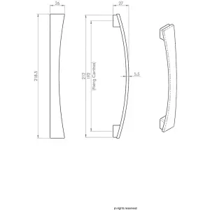 Curved Bow Pull Handle 218.5 x 26mm 192mm Fixing Centres Polished Chrome