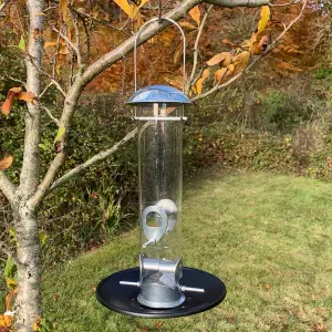 Heavy Duty Metal Bird Seed Feeder with Seed Catcher Tray