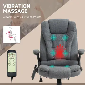 Vinsetto Office Chair w/ Heating Massage Points Relaxing Reclining Grey