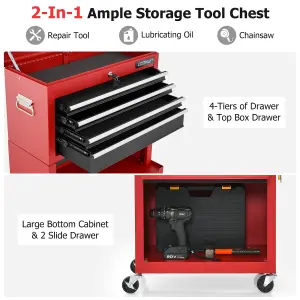 Costway 6 Drawer Rolling Tool Chest Combo Lockable Tool Cabinet with Wheels & Handle