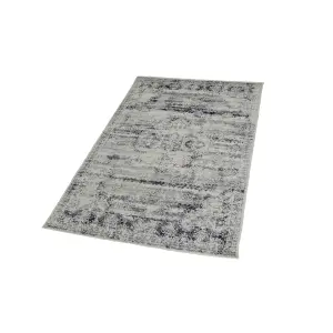 Gilbert Grey & Navy Abstract Small Rug, (L)150cm x (W)80cm