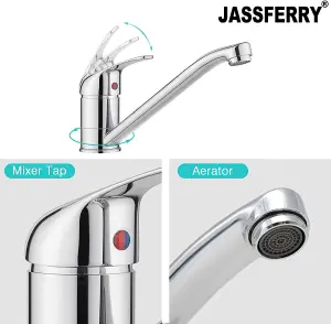 JASSFERRY Kitchen Sink Mixer Tap Caravan Monobloc Single Top Lever Swivel Spout Chrome