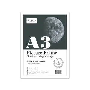 A3 White Picture Frame Fits A3 (29.7 x 42cm - 11.7 x 16.5in) Poster, Photo, Artwork, or Print.