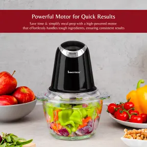 Innoteck Kitchen Pro 1L Mini Chopper 2 Speeds 500W with Glass Bowl and Stainless Steel Blades