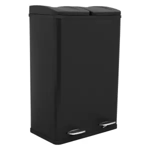 60L Dual Compartment Pedal Bin In Black