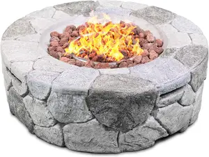 Homeology Fireology KALUYA Grey Lavish Garden Outdoor Fire Pit with Eco-Stone Finish Fully Assembled