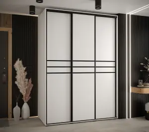  Bright White Sliding Wardrobe W170cm H205cm D60cm - Spacious Contemporary Storage for Stylish Bedrooms