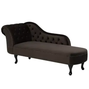 Left Hand Chaise Lounge Velvet Brown NIMES