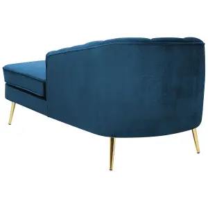 Left Hand Velvet Chaise Lounge Navy Blue ALLIER