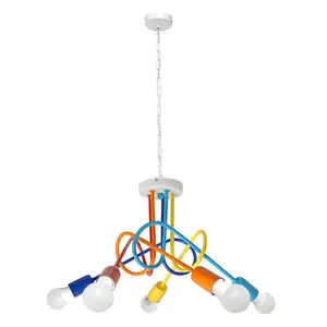 Luminosa Oxford Multi Arm Pendant Ceiling Light White, Multi-Coloured 60cm