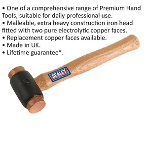 2.75lb Heavy-Duty Copper Faced Hammer with Hickory Shaft for Precision Work