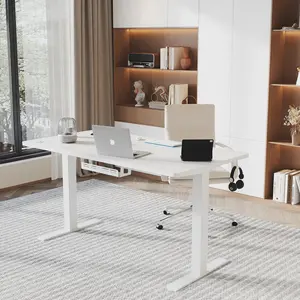 Hieronymus Electric Height Adjustable T-Shape Standing Desk White / Black / 122 x 140 x 60 cm