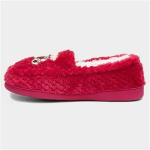 The Slipper Company Lola Womens Red Teddy Moccasin - Size 9 - Womens Slippers Moccasin