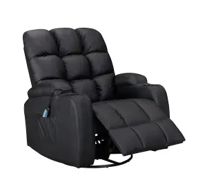 WestWood Leather Massage Recliner Chair Sofa Rocking Swivel Armchair Remote Control Black