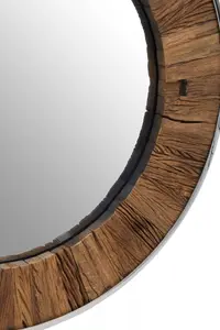 Interiors by Premier Kerala Natural Wood Round Mirror