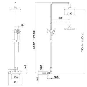 Aquarius Harik 2 Round Adjustable Thermostatic Shower and Kit Chrome AQ8000