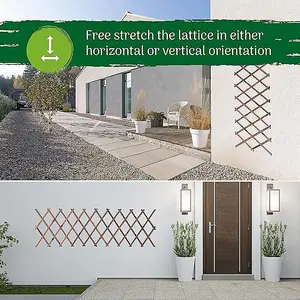 Wooden Expanding Garden Trellis - 180cm x 25cm with Hooks for Climbing Plants, Weather-Resistant for Outdoor Spaces