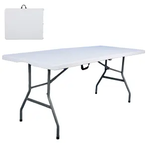 Outdoor FOLDING Table 6FT/180cm Large with Carry Handle - Heavy Duty Table for a Party, Camping, Catering & Picnic