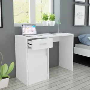 Berkfield Desk with Drawer and Cabinet White 100x40x73 cm