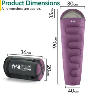 Mummy Sleeping Bag 3 Season Waterproof Adult Single Outdoor Camping Purple Trail