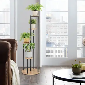 COSTWAY Indoor Metal Plant Stand 125 cm Tall Corner Plant Shelf Display Shelf