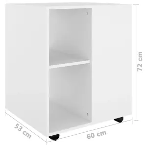 Berkfield Rolling Cabinet White 60x53x72 cm Engineered Wood