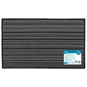 JVL Arona Machine Washable Latex Backed Doormat, 50x80cm, Black