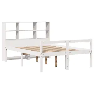 Berkfield Bookcase Bed without Mattress White 135x190 cm Double Solid Wood Pine