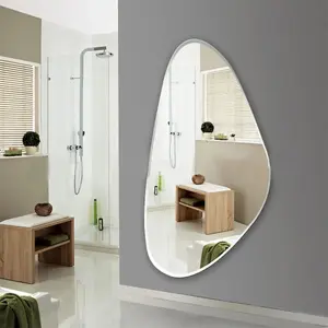 Frameless Asymmetric Irregular Shape Pebble Mirror Beveled Wall Mirror Tear Drop (Design 842)