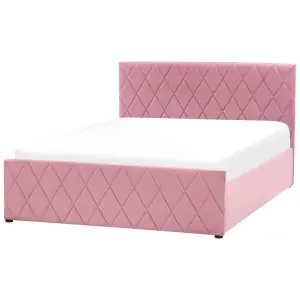 Velvet EU Double Size Ottoman Bed Pink ROCHEFORT