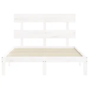 Berkfield Bed Frame with Headboard White 140x200 cm Solid Wood