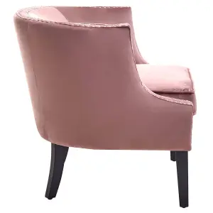 Interiors by Premier Pink Velvet Studded Chair, Easy to Clean Leather Armchair, Body Supportive Accent Chair